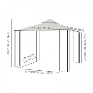 10 \\\\ \'x 13 \\\\\' Outdoor Soft Top Gazebo pergola met gordijnen, 2-laags stalen frame tuinhuisje voor patio, crème wit