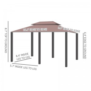 10 \\\\ \'x 13 \\\\\' Outdoor Soft Top Pergola Gazebo met gordijnen, 2-laags stalen frame tuinhuisje voor patio, kaki