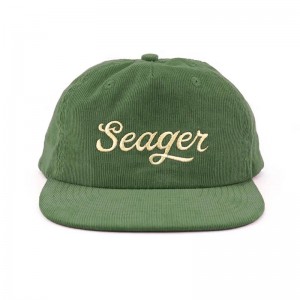 corduroy 5 paneel borduurwerk logo doppen ongestructureerde snapback -hoeden in bulk