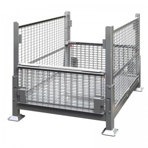 Metalen draadgaas bulkcontainer met halve druppel deuren - opvouwbaar