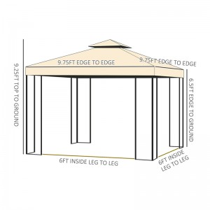 10 \\\\ \'x 10 \\\\\' Metalen buiten patio Gazebo tuinkuif met verwijderbare gaasgordijnen
