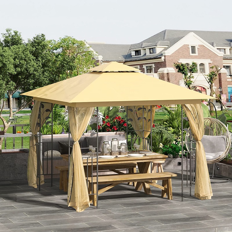 10 \\ 'x 10 \\' Metalen buiten patio Gazebo tuinkuif met verwijderbare gaasgordijnen