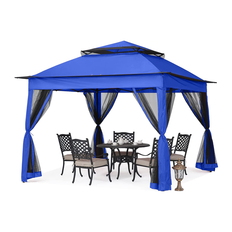 Tuinbenodigdheden pergola aluminium outdoor gazebo outdoor activiteit gebruik met muggennet, blauw