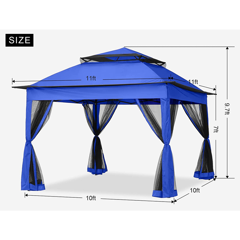 Tuinbenodigdheden pergola aluminium outdoor gazebo outdoor activiteit gebruik met muggennet, blauw