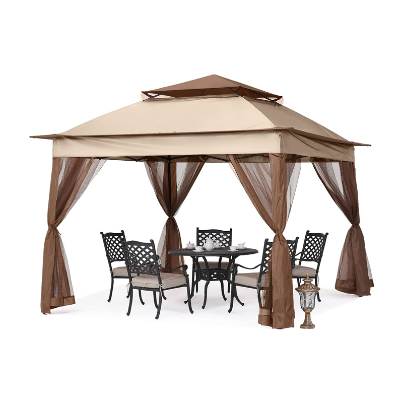 Tuinvoorraden pergola aluminium outdoor gazebo outdoor activiteit gebruik met muggennet, lichtbruin