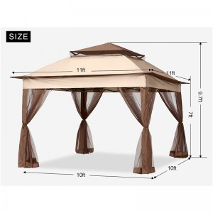 Tuinvoorraden pergola aluminium outdoor gazebo outdoor activiteit gebruik met muggennet, lichtbruin