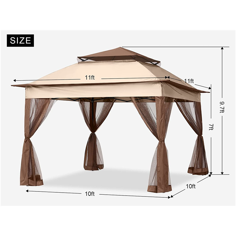 Tuinvoorraden pergola aluminium outdoor gazebo outdoor activiteit gebruik met muggennet, lichtbruin