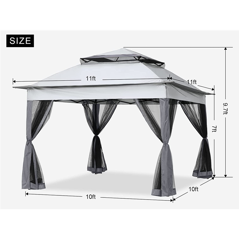 Tuinvoorraden pergola aluminium outdoor gazebo outdoor activiteit gebruik met muggennet, grijs