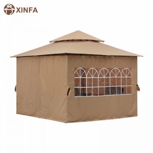 10\'X10 ’Outdoor Gazebo voor terras met kerkvenster Sidewalls, Brown