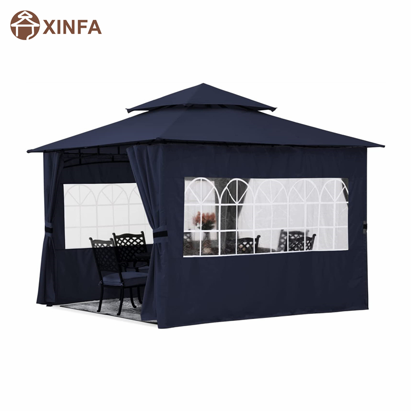 10'x10 ’outdoor Gazebo voor patio met kerkvenster Sidewalls, blauw