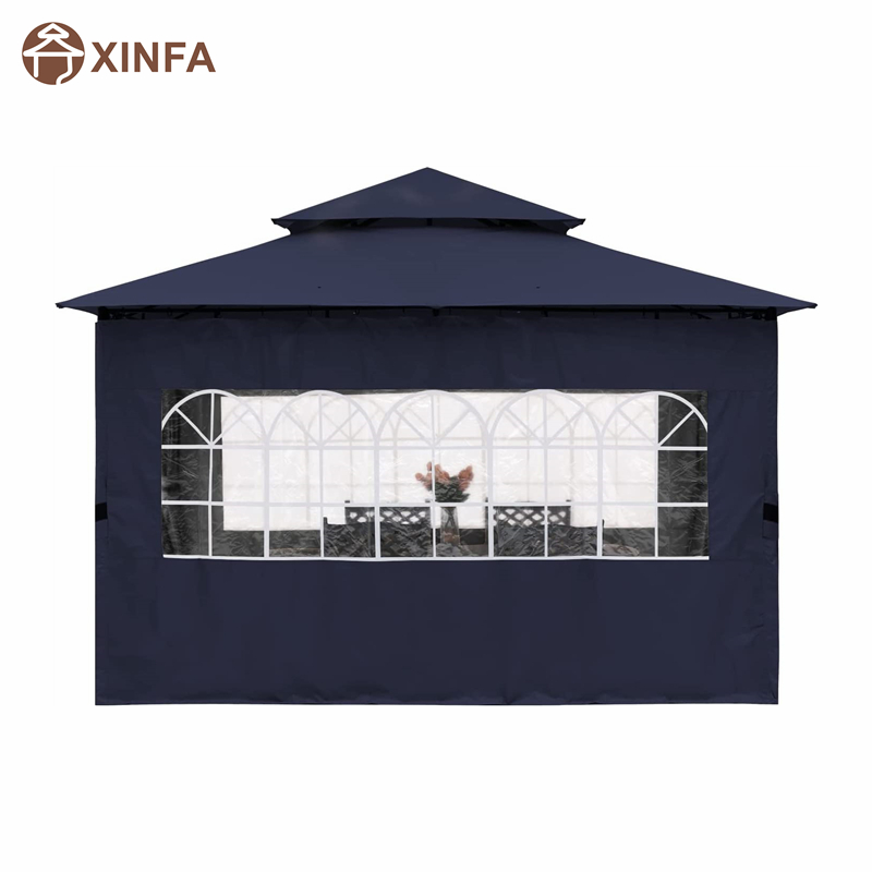 10'x10 ’outdoor Gazebo voor patio met kerkvenster Sidewalls, blauw