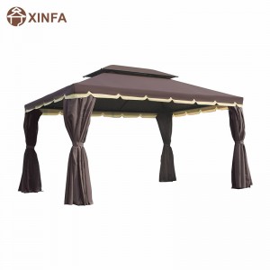 10 \\\\ \'x 13 \\\\\' Patio Gazebo Double Roof Outdoor Gazebo Luifel onderdak metnetten&gordijnen, koffie