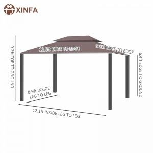 10 \\\\ \'x 13 \\\\\' Patio Gazebo Double Roof Outdoor Gazebo Luifel onderdak metnetten&gordijnen, koffie