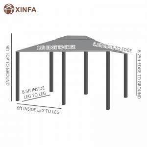 10 \\\\ \'x 13 \\\\\' Outdoor Patio Gazebo Canopy Shelter met 6 verwijderbare zijwanden, grijs