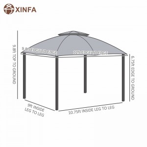 10 \\\\ \'X 12 \\\\\' Outdoor Gazebo Patio Gazebo Canopy Shelter W/double geventileerd dak, ritsheersgaas, grijs
