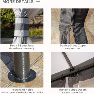10 \\\\ \'X 12 \\\\\' Outdoor Gazebo Patio Gazebo Canopy Shelter W/double geventileerd dak, ritsheersgaas, grijs
