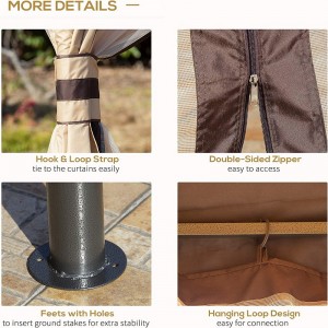 12 \\\\ \'x 10 \\\\\' 2-niveau outdoor Gazebo luifel tent voor patio met ritsheersgaas, beige, beige