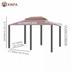 10 \\\\ \'x 13 \\\\\' Outdoor Soft Top Pergola Gazebo met gordijnen, 2-laags stalen frame tuinhuisje voor patio, kaki