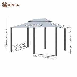10 \\\\ \'x 13 \\\\\' 2-laags stalen frame tuinhuisje voor patio Soft Top Gazebo Outdoor Pergola met gordijnen, salie grijs