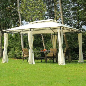 10 \\\\ \'x 13 \\\\\' Outdoor Soft Top Gazebo pergola met gordijnen, crème wit 2-laags stalen frame tuinhuisje voor patio