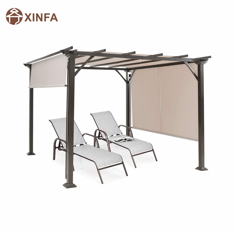 10 \\ 'x 10 \\' Outdoor Pergola, terrasmeubilair schaduwstructuur, buitenstalen pergola gazebo met intrekbare luifeltinten