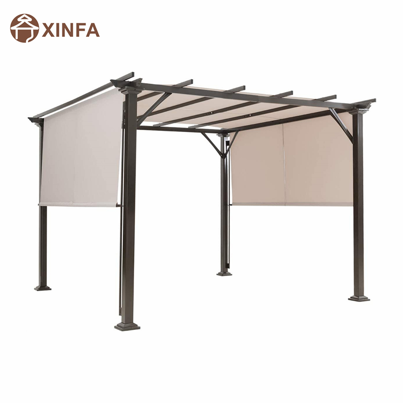 10 \\ 'x 10 \\' Outdoor Pergola, terrasmeubilair schaduwstructuur, buitenstalen pergola gazebo met intrekbare luifeltinten