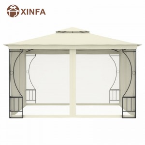 Buiten Gazebo luifel Tuint Waterdichte tuinhuisjes met zwarte vierzijdig muggennet, wit, wit