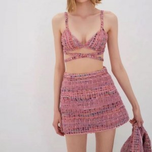 Retro temperament kleine geurpak tweed slanke rokpak