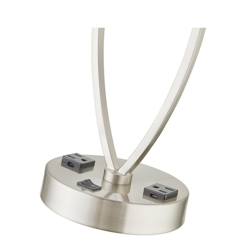 Slaap een lichte tafellamp met geborsteldenikkelafwerking, een op/off rocker -schakelaar en twee stopcontacten in de kamer