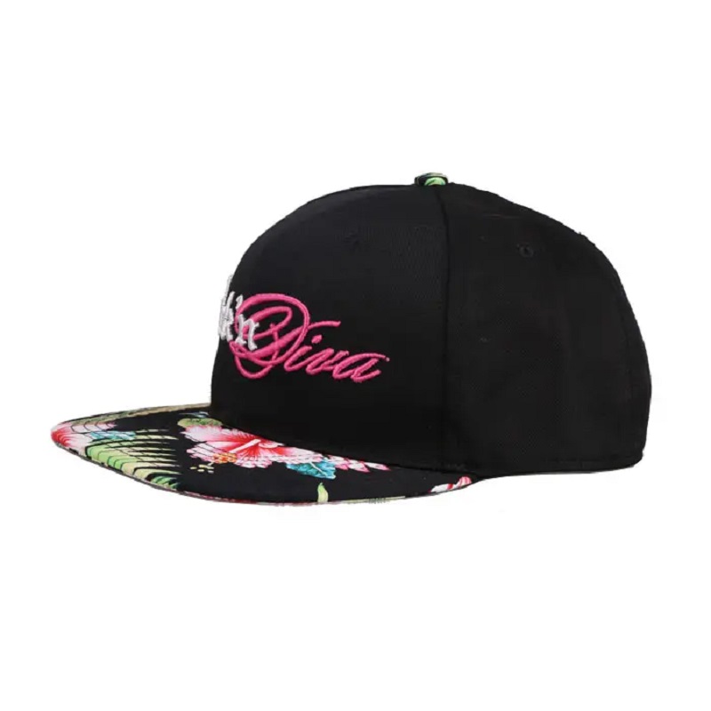 Grappige OEM 100% polyester underbrim borduurwerk tropic printing 2 tone snapback cap