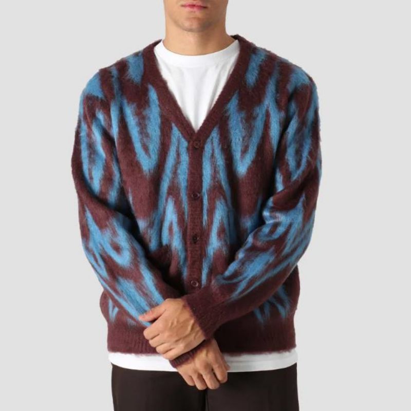 Hoogwaardige aangepaste patroon gebreide Jacquard Design Men \\ 'S Cardigan Sweater