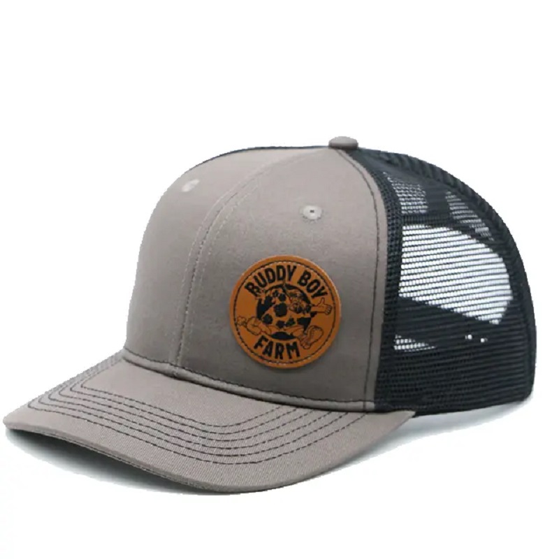 Groothandel aangepast Logo Casquette Bone Gorras Snapback Headwar Blank Plain 6 Paneel Mesh Leather Patch Trucker Hats Caps