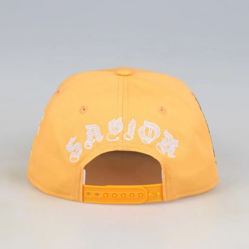 Made in China Six Panel Snapback Baseball Cap for Men Custom Gorras Snapbacks borduurhoeden geel