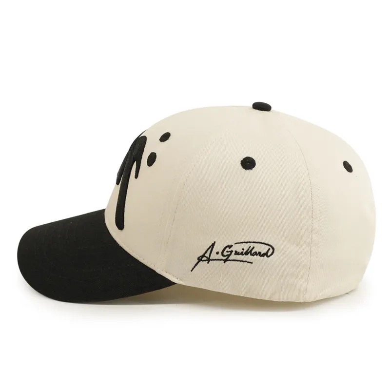 Aangepaste unisex Two Tone Baseball Hat 3D Borduursel Logo 6 Paneel gebogen randbasbalpet