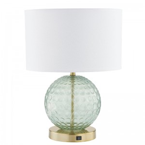Home2 Hotel Aqua Glass Table Lamp met een op/off rocker -schakelaar in hotelkamer