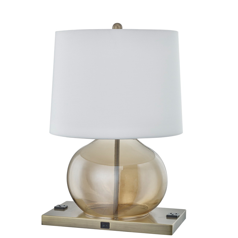 Ambassy Suites Hotel Amber Glass Table Lamp met een op/off rocker -schakelaar, twee handige winkels in hotelzaal