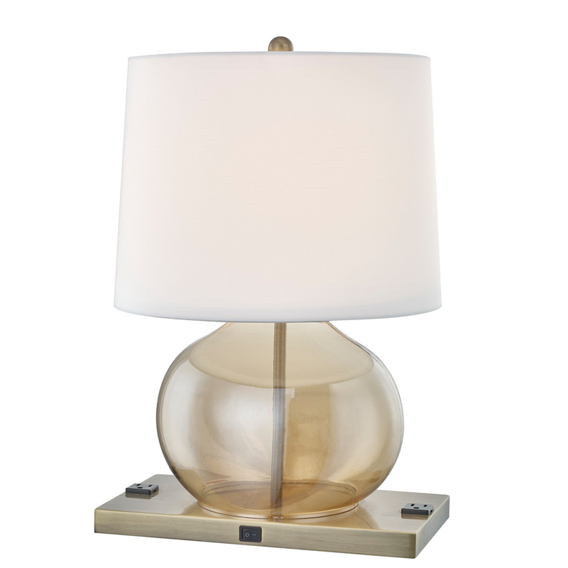 Ambassy Suites Hotel Amber Glass Table Lamp met een op/off rocker -schakelaar, twee handige winkels in hotelzaal