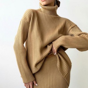 Winter Nieuwe mode Custom Women \\\\\\\\\\\\\'s Warm Turtleneck pullover gebreide trui pak