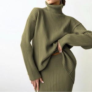Winter Nieuwe mode Custom Women \\\\\\\\\\\\\'s Warm Turtleneck pullover gebreide trui pak