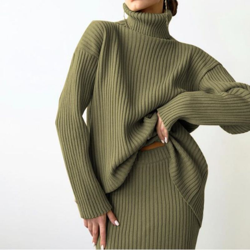 Winter Nieuwe mode Custom Women \\\\\\'s Warm Turtleneck pullover gebreide trui pak