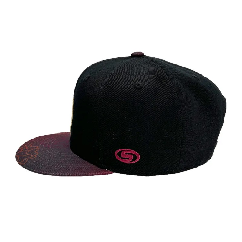 sublimatie mode -afdrukken 6 paneel snapback cap met hoogwaardige polyester stof