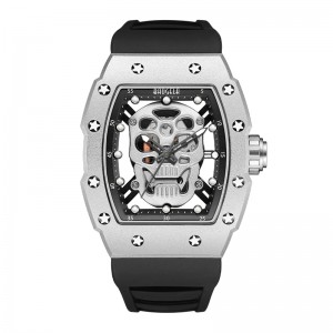 Baogela Skull Tonneau Bekijk topmerk kwarts roestvrijstalen horloges waterdichte creatieve klok siliconen band pols horloge rose 4141