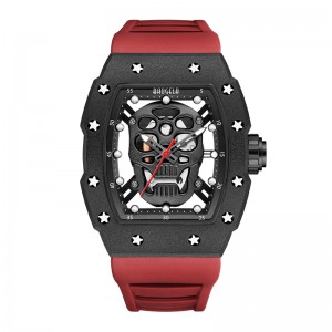 Baogela Skull Tonneau Bekijk topmerk kwarts roestvrijstalen horloges waterdichte creatieve klok siliconen band pols horloge rose 4141