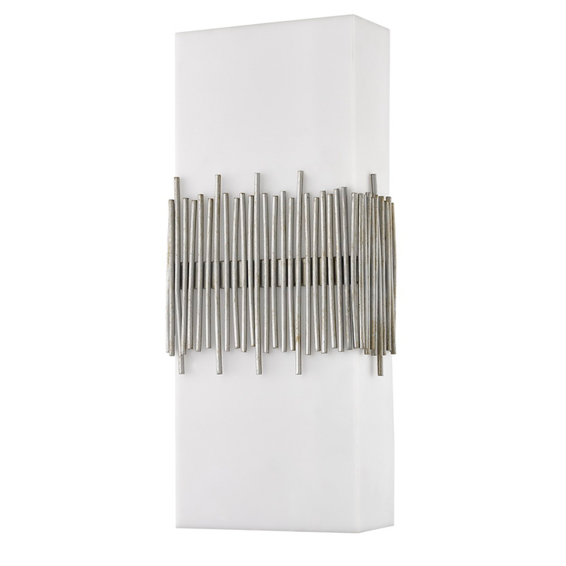 Gastvrijheid hotel muur sconce met antieke siliver afwerking en rechthoekige acrylschaduw in hotel typische kamers