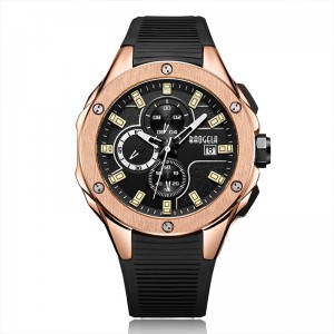 Baogela Luxurymerk Men Silicone Sports Watches Fashion Army Watch Man Chronograph Quartz Polshorwatch Relogio Masculino Rose 22608