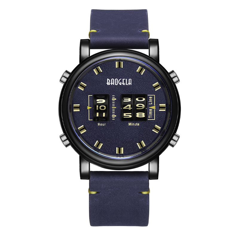 Baogela Fashion Men \\'s Roller Design Business Clock Men Kwarts Kijk Leather waterdichte Casual Sport Heren Watch Relogio Masculino 22703
