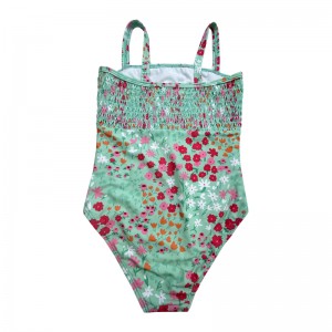Bloemenafdrukken uit één stuk Shirr Children Swimsuits