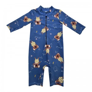 Cartoon print ritssluiting uit één stuk kinderen zwempakken