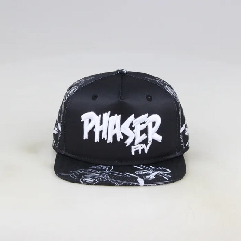 Groothandel mode platte rand Allover sublimatie bedrukt 5 paneel aangepaste snapback caps en hoeden