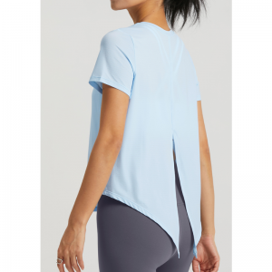 Elastische split onek yoga t-shirts